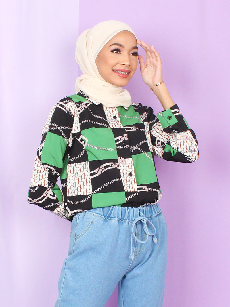 GOLD PATTERN BLOUSE SHIRT BT889