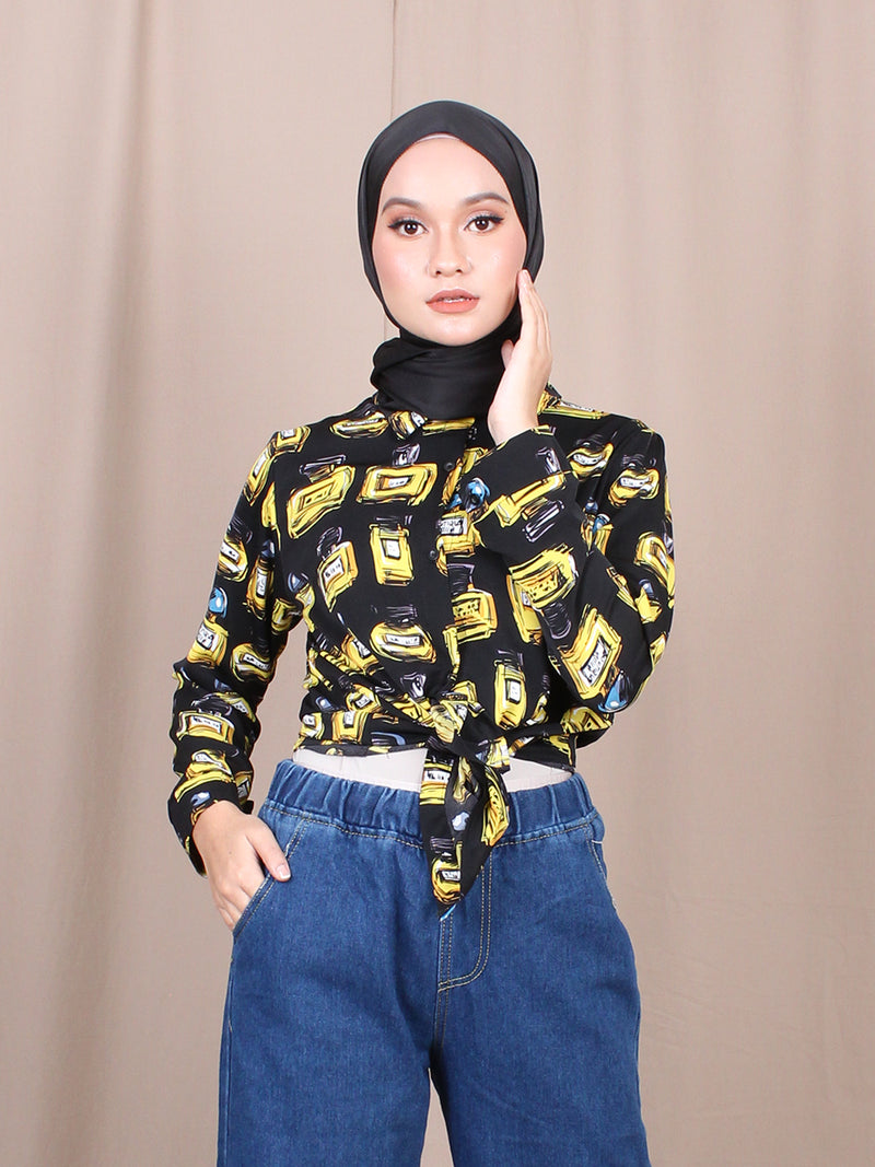 PERFUME PATTERNED BLOUSE SHIRT BT694