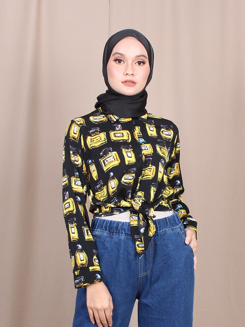 PERFUME PATTERNED BLOUSE SHIRT BT694
