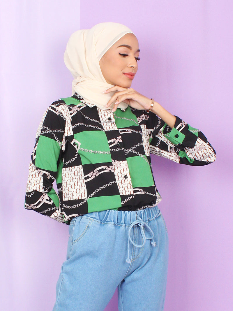 GOLD PATTERN BLOUSE SHIRT BT889