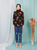 CHEETAH WAIST TIE BLOUSE BT946