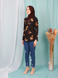 CHEETAH WAIST TIE BLOUSE BT946