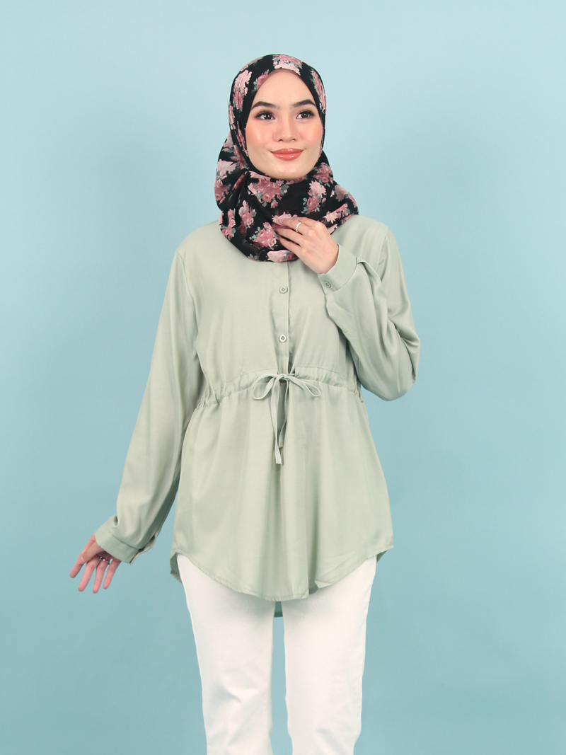 TIE WAIST COTTON BLOUSE CT276