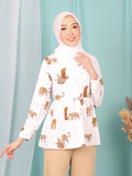 CHEETAH WAIST TIE BLOUSE BT946