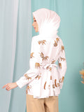 CHEETAH WAIST TIE BLOUSE BT946