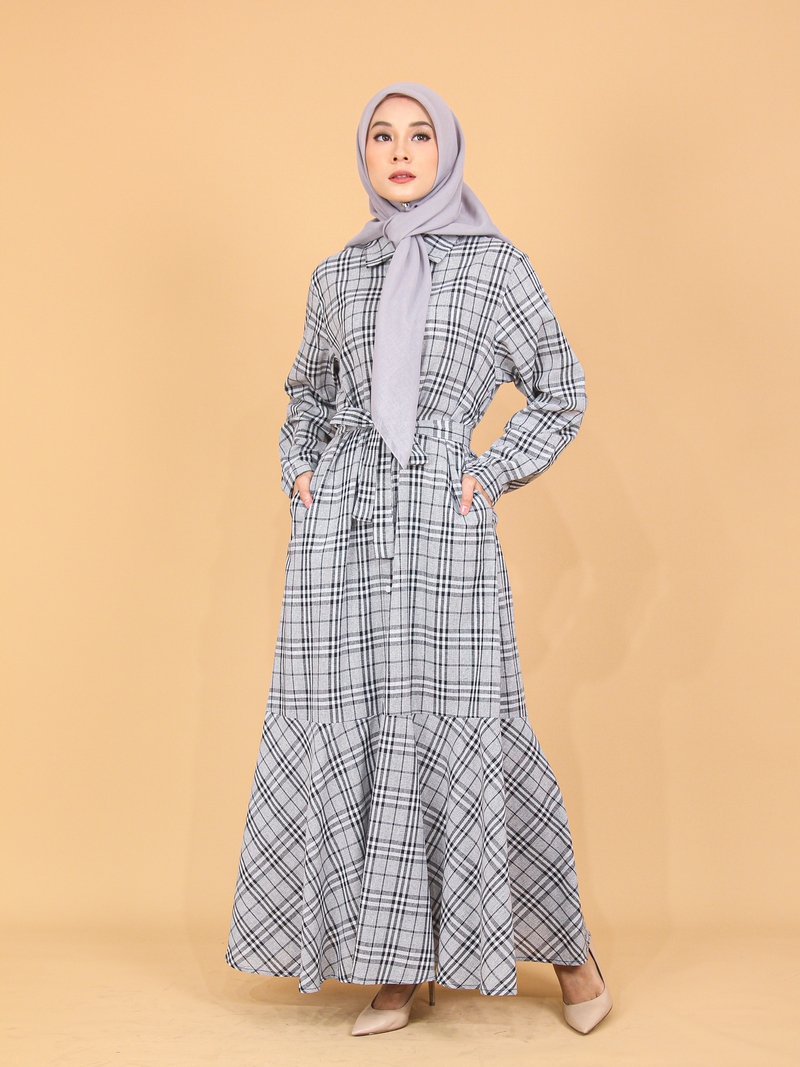 PLAID LONG DRESS BD331