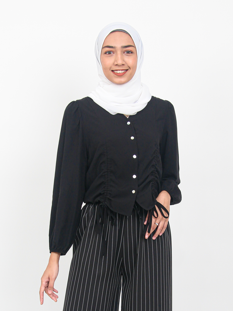 TIE CROP TOP BUTTONED BLOUSE CT192