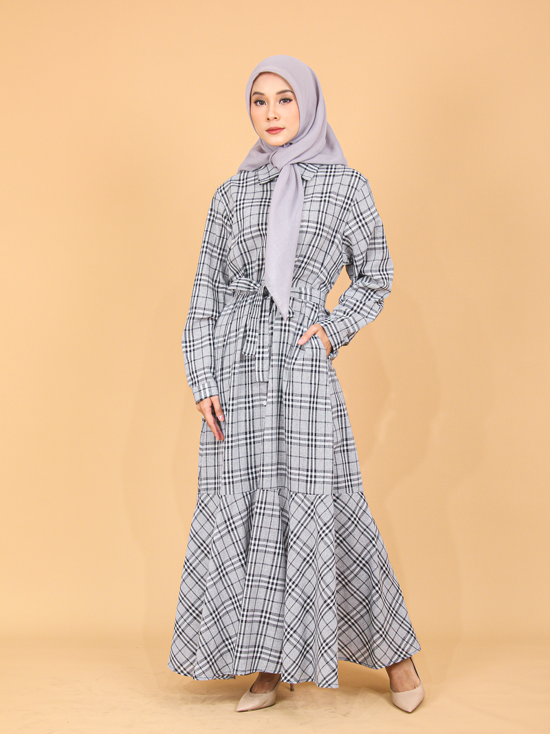 PLAID LONG DRESS BD331