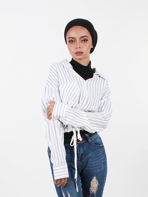 COTTON STRIPES CROPPED-SHIRT BT227