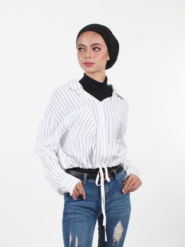 COTTON STRIPES CROPPED-SHIRT BT227