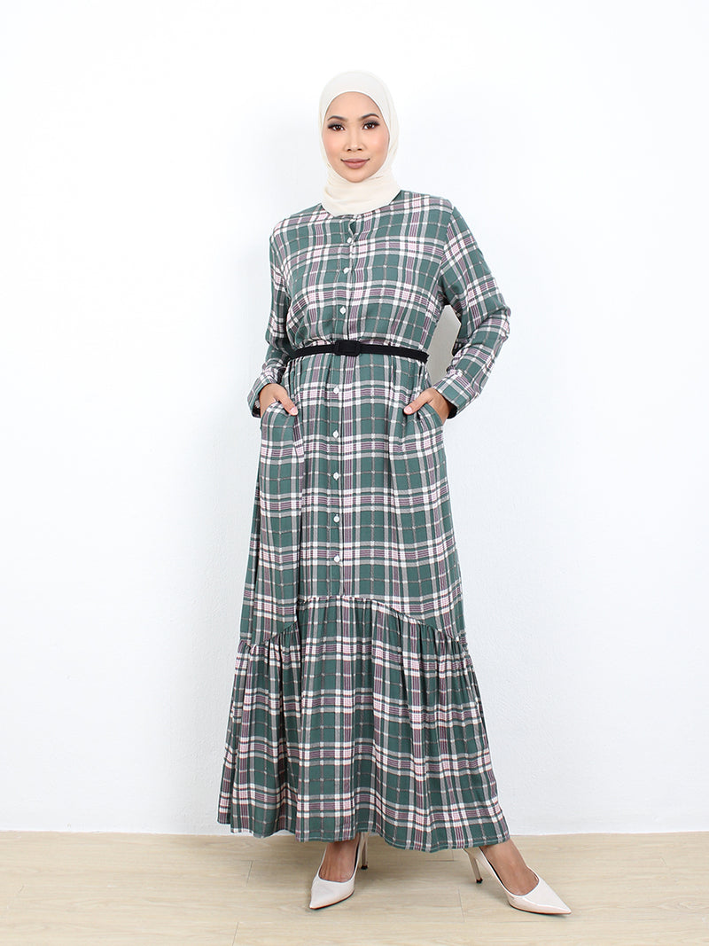 PLAID COTTON DRESS BD301