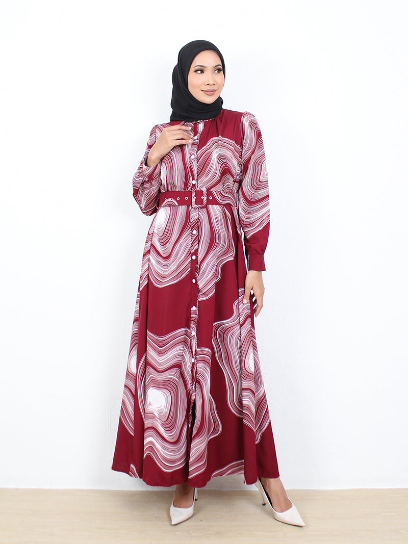 MUSH PATTERN LONG DRESS BD311