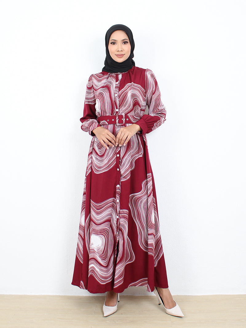 MUSH PATTERN LONG DRESS BD311