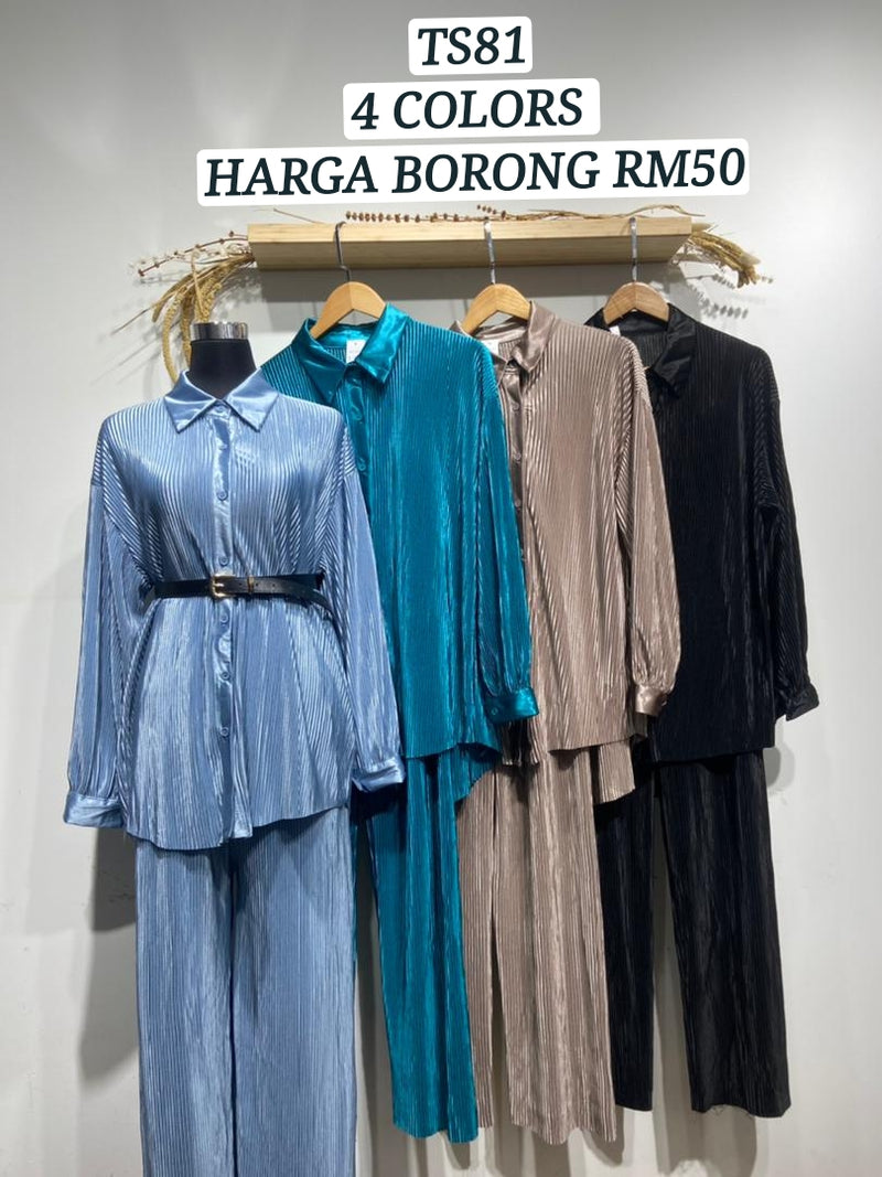 SATIN PLEATED SET TS81