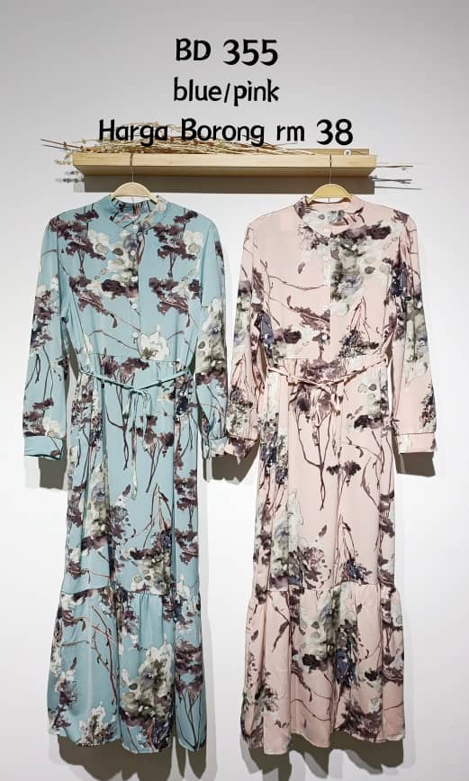 PAINTED FLORAL LONG DRESS BD355