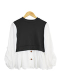 TWO TONE CONTRAST BLOUSE CT089
