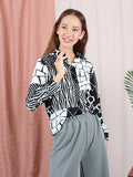 BLACK WHITE PATTERN BLOUSE CT128