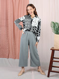 BLACK WHITE PATTERN BLOUSE CT128