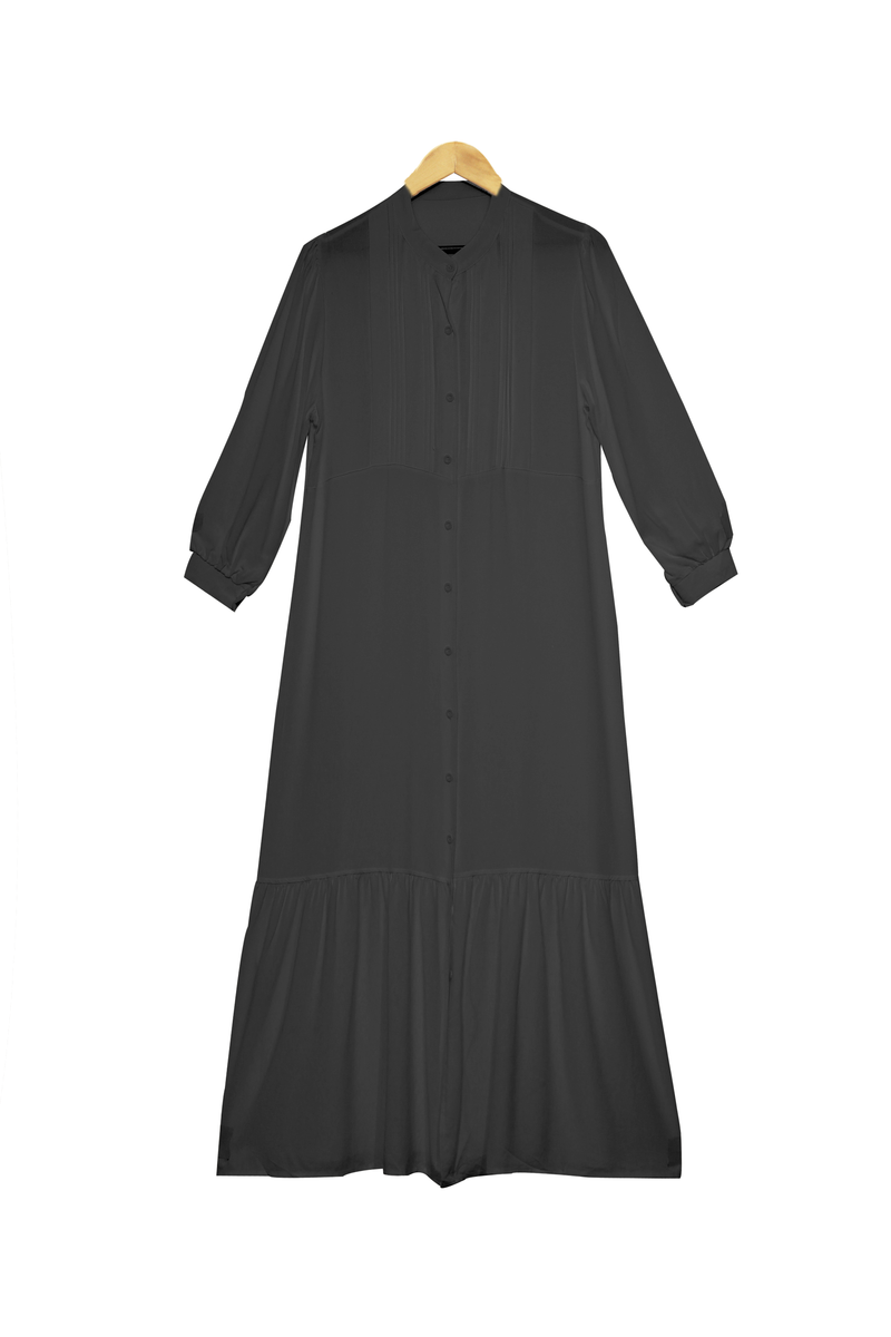 PLAIN BUTTONED LONG DRESS BD347