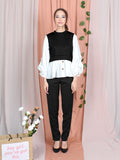 TWO TONE CONTRAST BLOUSE CT089