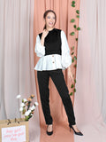 TWO TONE CONTRAST BLOUSE CT089