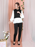 TWO TONE CONTRAST BLOUSE CT089