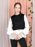 TWO TONE CONTRAST BLOUSE CT089