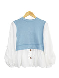 TWO TONE CONTRAST BLOUSE CT089