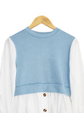 TWO TONE CONTRAST BLOUSE CT089