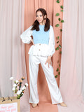 TWO TONE CONTRAST BLOUSE CT089