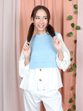 TWO TONE CONTRAST BLOUSE CT089
