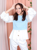 TWO TONE CONTRAST BLOUSE CT089