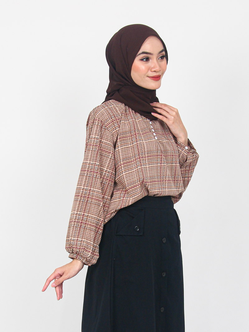 PLAID PATTERN BUTTON BLOUSE CT204