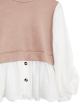 TWO TONE CONTRAST BLOUSE CT089