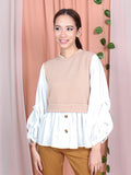 TWO TONE CONTRAST BLOUSE CT089