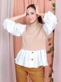 TWO TONE CONTRAST BLOUSE CT089