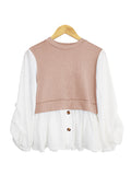 TWO TONE CONTRAST BLOUSE CT089