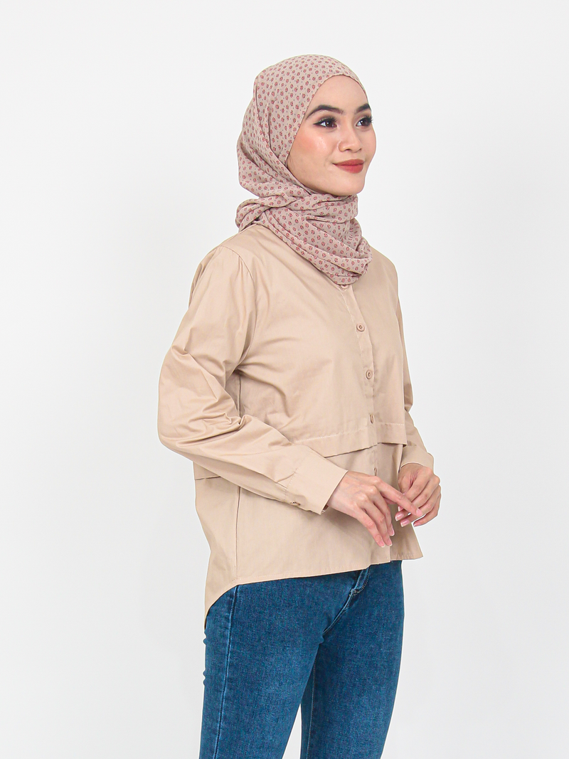 LAYERED COTTON BLOUSE SHIRT CT203