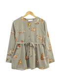 CHEETAH WAIST TIE BLOUSE BT946