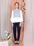 TWO TONE CONTRAST BLOUSE CT089