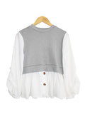 TWO TONE CONTRAST BLOUSE CT089