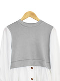 TWO TONE CONTRAST BLOUSE CT089