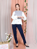 TWO TONE CONTRAST BLOUSE CT089