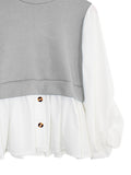 TWO TONE CONTRAST BLOUSE CT089