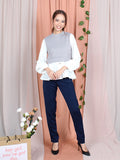 TWO TONE CONTRAST BLOUSE CT089