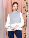 TWO TONE CONTRAST BLOUSE CT089