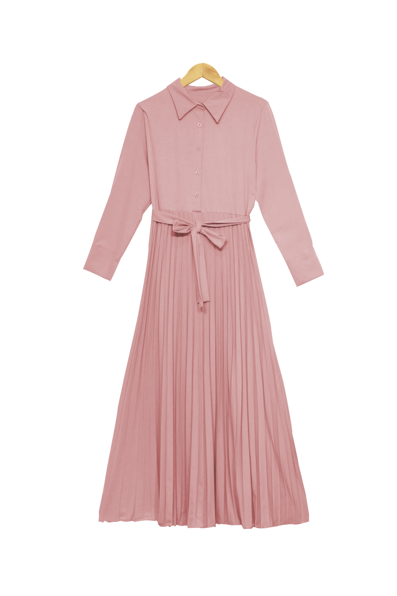BUTTONED PLEATED DRESS BD346