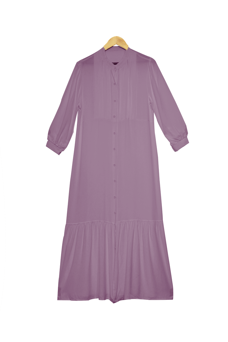 PLAIN BUTTONED LONG DRESS BD347