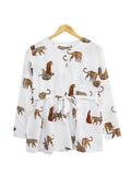CHEETAH WAIST TIE BLOUSE BT946