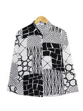 BLACK WHITE PATTERN BLOUSE CT128